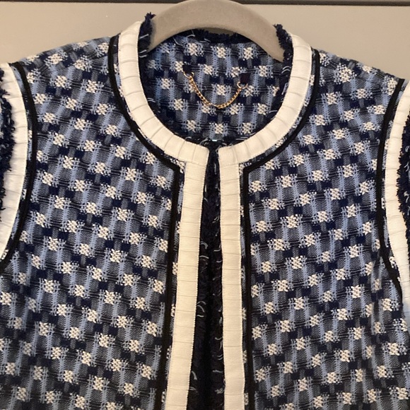 Tory Burch Justine Tweed Navy/White Jacket| Size 0 - Picture 6 of 11